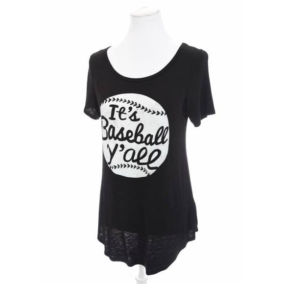 Zutter USA "It's Baseball Ya'll" Black White Graphic T-Shirt Tee Womens Sz M - Picture 4 of 8